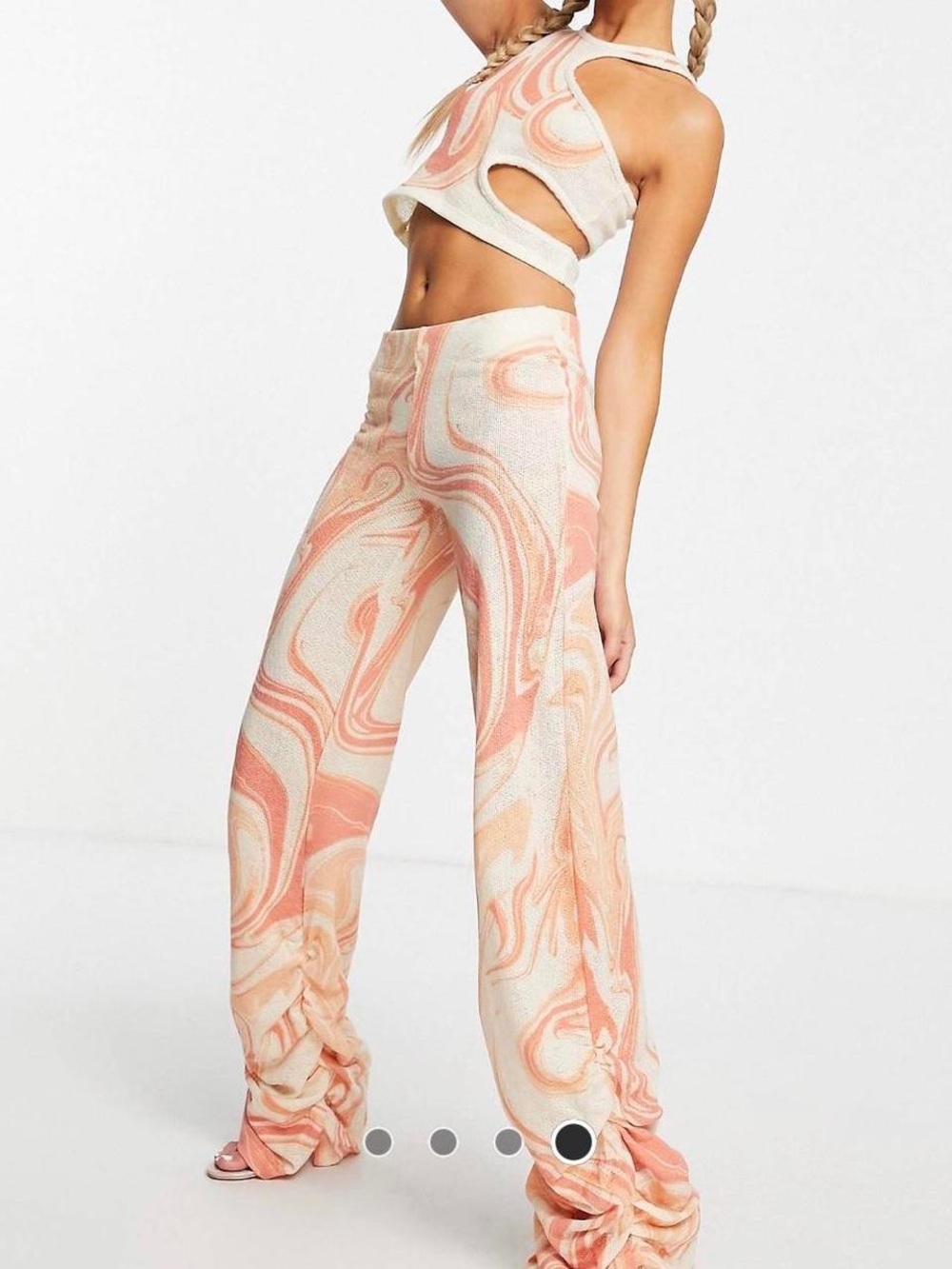 Jaded London Peach and Cream Swirl Wide-Leg Pants